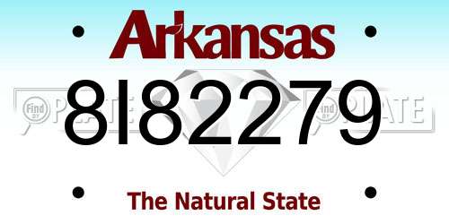 8I82279 Arkansas License Plate