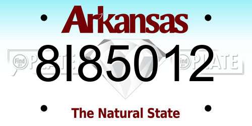 8I85012 Arkansas License Plate