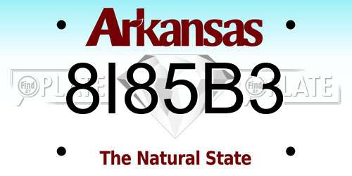 8I85B3 Arkansas License Plate