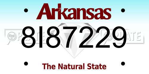 8I87229 Arkansas License Plate