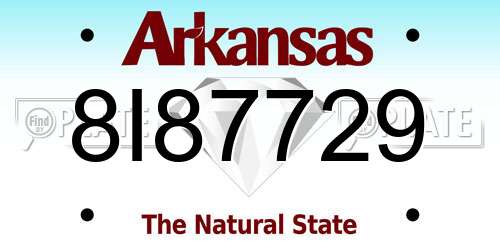 8I87729 Arkansas License Plate