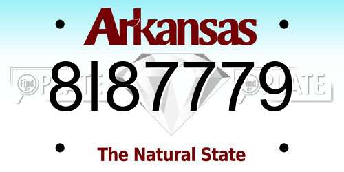 8I87779 Arkansas License Plate