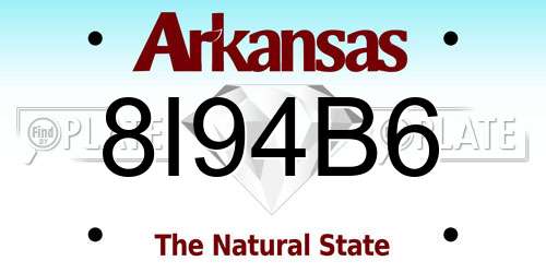 8I94B6 Arkansas License Plate