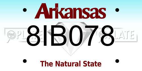 8IB078 Arkansas License Plate
