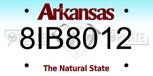 8IB8012 Arkansas License Plate