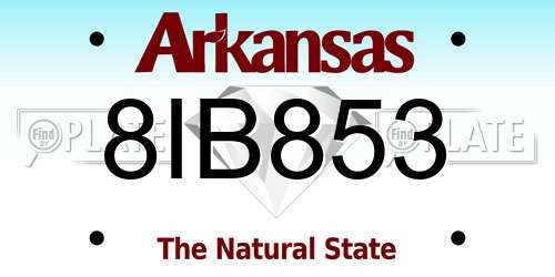 8IB853 Arkansas License Plate