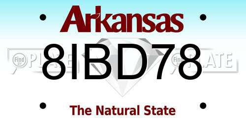 8IBD78 Arkansas License Plate