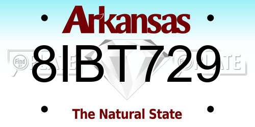 8IBT729 Arkansas License Plate