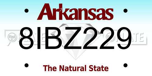 8IBZ229 Arkansas License Plate