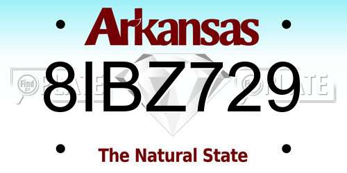 8IBZ729 Arkansas License Plate
