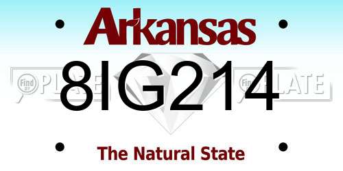 8IG214 Arkansas License Plate