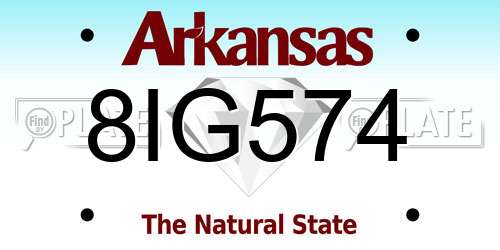 8IG574 Arkansas License Plate