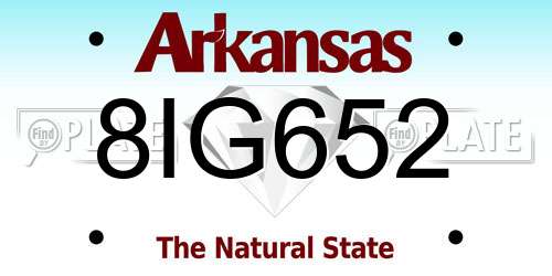 8IG652 Arkansas License Plate