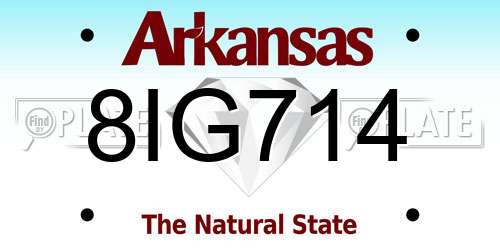 8IG714 Arkansas License Plate