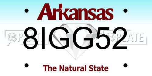 8IGG52 Arkansas License Plate