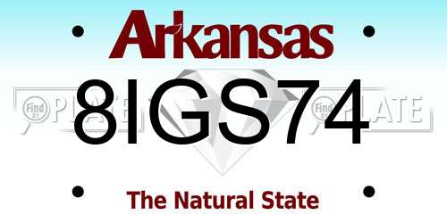 8IGS74 Arkansas License Plate