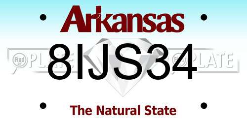 8IJS34 Arkansas License Plate