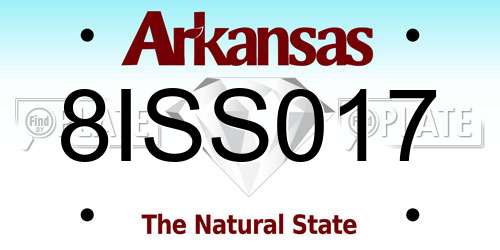 8ISS017 Arkansas License Plate