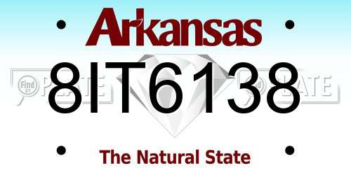 8IT6138 Arkansas License Plate