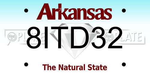 8ITD32 Arkansas License Plate