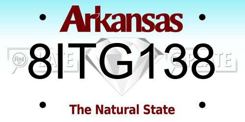 8ITG138 Arkansas License Plate