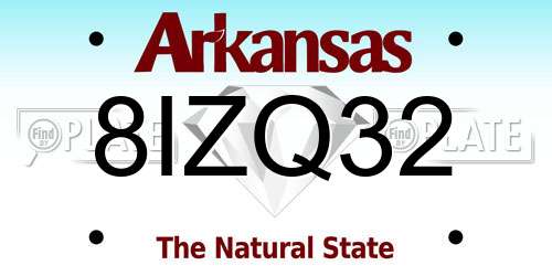 8IZQ32 Arkansas License Plate