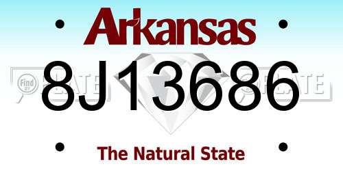 8J13686 Arkansas License Plate