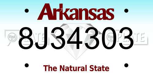 8J34303 Arkansas License Plate