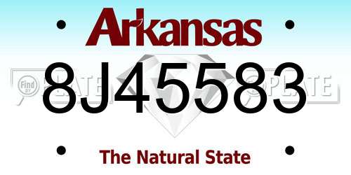 8J45583 Arkansas License Plate