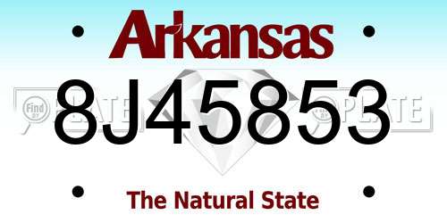 8J45853 Arkansas License Plate