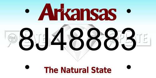 8J48883 Arkansas License Plate
