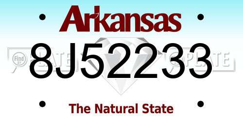8J52233 Arkansas License Plate