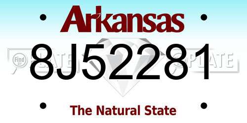 8J52281 Arkansas License Plate