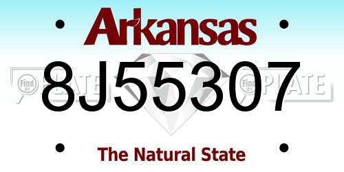 8J55307 Arkansas License Plate