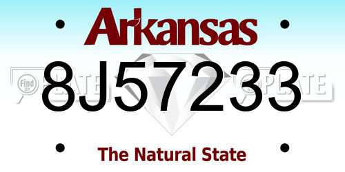 8J57233 Arkansas License Plate