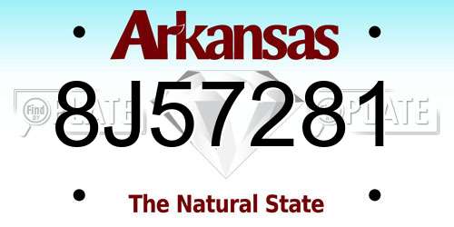 8J57281 Arkansas License Plate