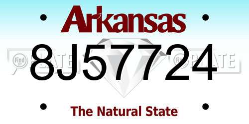 8J57724 Arkansas License Plate