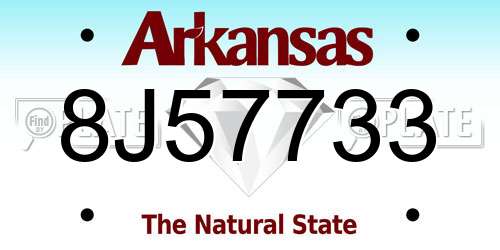 8J57733 Arkansas License Plate