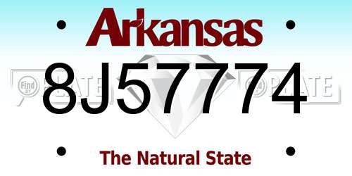 8J57774 Arkansas License Plate