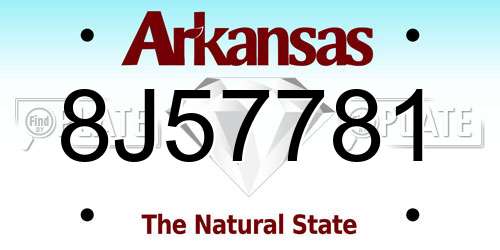 8J57781 Arkansas License Plate