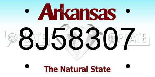 8J58307 Arkansas License Plate