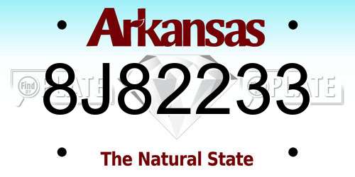 8J82233 Arkansas License Plate