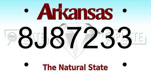 8J87233 Arkansas License Plate