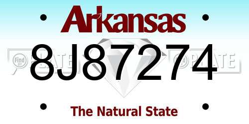 8J87274 Arkansas License Plate