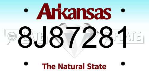 8J87281 Arkansas License Plate