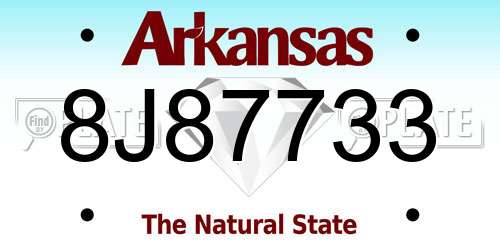 8J87733 Arkansas License Plate