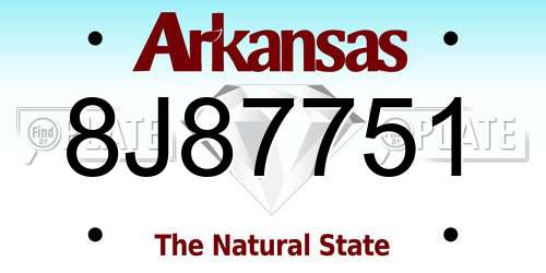 8J87751 Arkansas License Plate