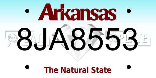 8JA8553 Arkansas License Plate