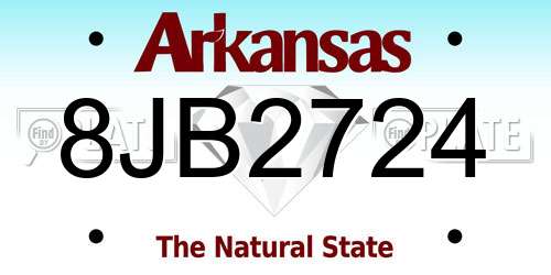 8JB2724 Arkansas License Plate
