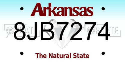 8JB7274 Arkansas License Plate